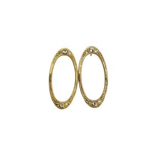 Vintage Gold Tone Oval Hoop Earrings